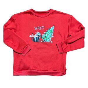 Shein Christmas Sweater Women Size Large Red Crewneck Cat Tree Pullover Ugly